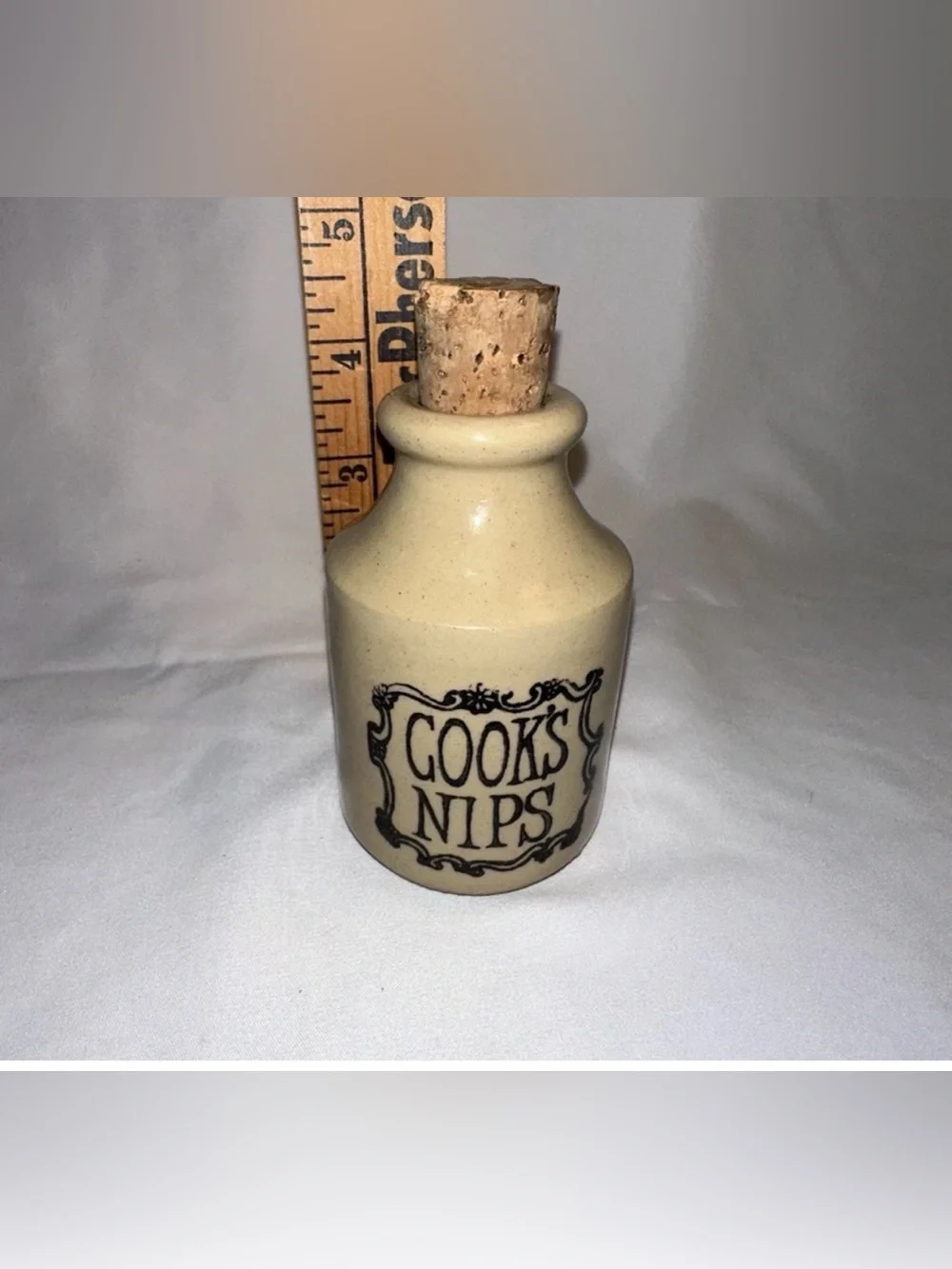 Vintage Cooks Nips Pottery Crock Liquor Bottle 1970s Mini Jug Retro Novelty Gift
